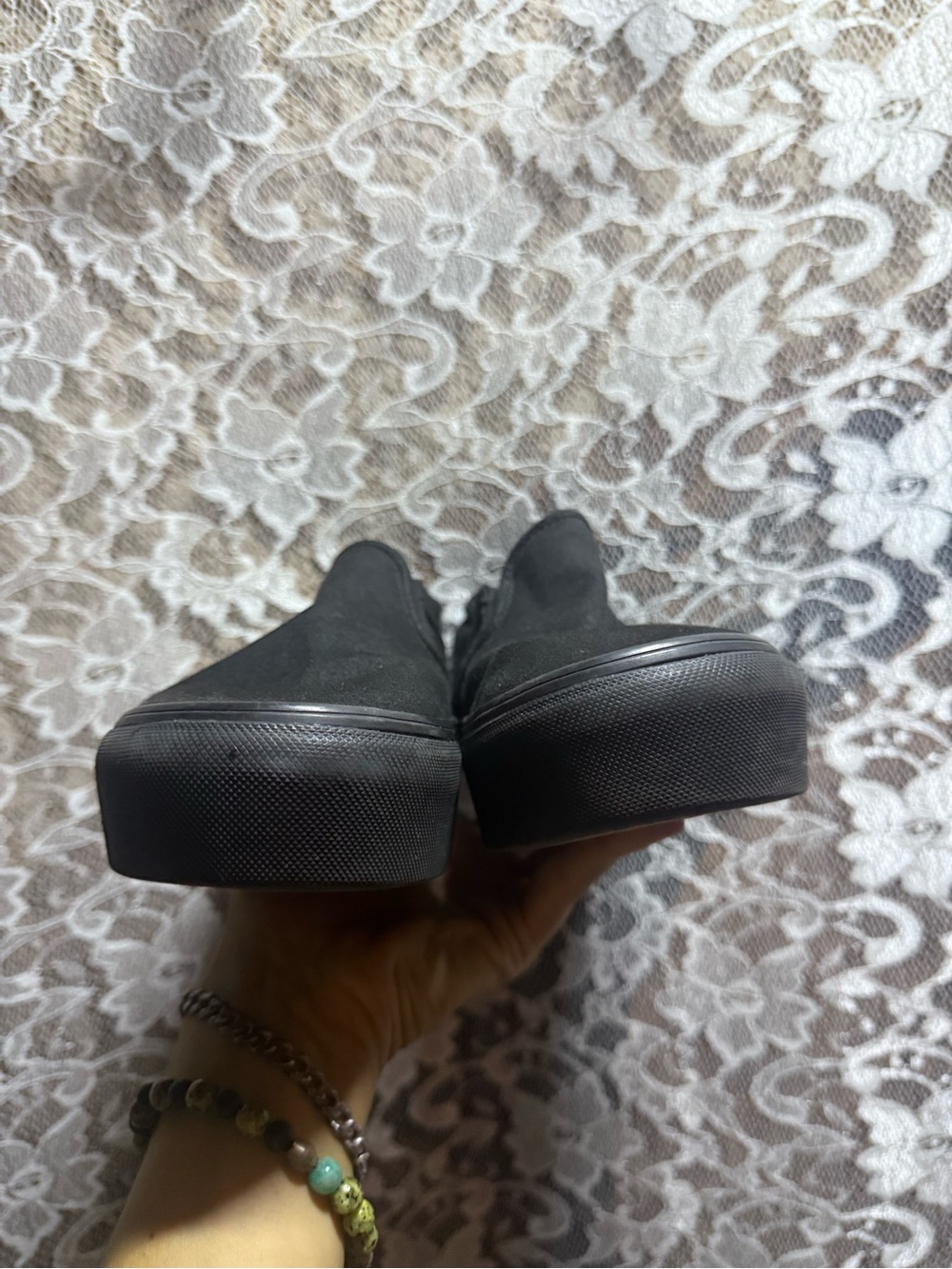 Vans Black Slip-On Canvas shoes small platform 7.5 women’s - Picture 5 of 9